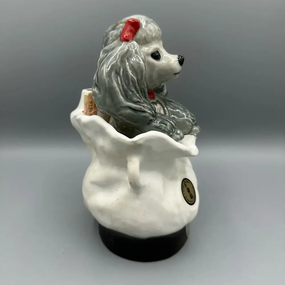 Vintage Jim Beam Tiffany Poodle Decanter 1973 WITH Original RED Bow